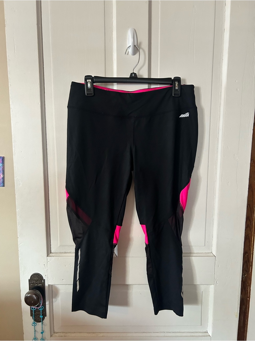Black Capri Leggings with Hot Pink Panels